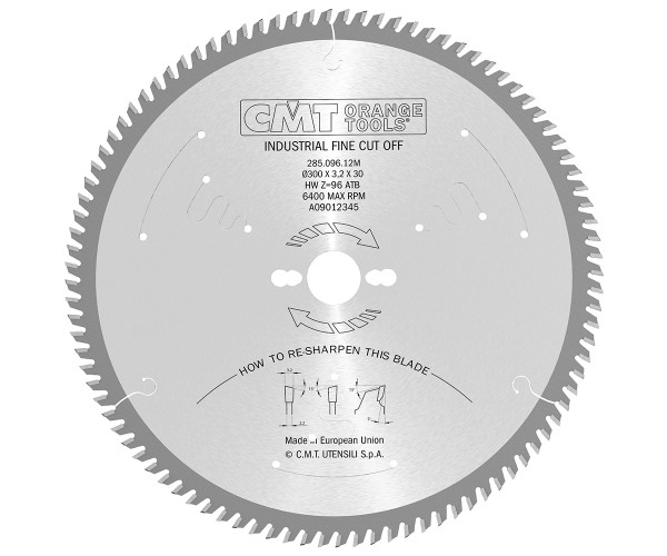 Disco sierra CMT 300X3.2X30 Z96 Industrial Fine Cut off